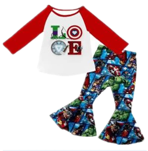 Venta al por mayor 2 piezas Primavera Traje Rosa A Cuadros Camiseta de manga larga Corazón Tirantes Falda para San Valentín Ropa americana - Product Image 4