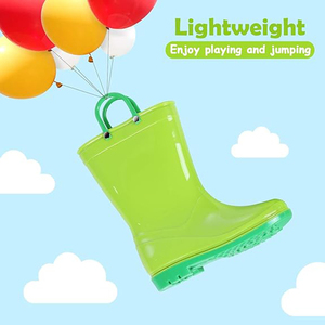 أحذية مطر ملونة للأطفال الصغار، أحذية مطاطية مقاومة للماء للأولاد والبنات، سهلة الارتداء بمقابض سهلة السحب، أحذية خارجية - Product Image 2