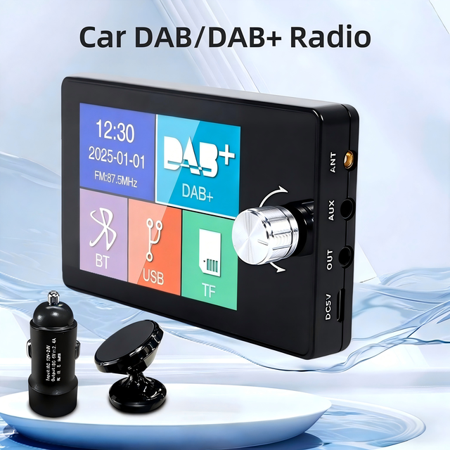 2.8-inch Universal Fitment Car DAB+ Digital Radio Color Screen Receiver for Hands-free FM Transfer AUX Output Wireless