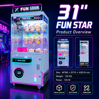 Neofuns 31 pouces Fun Star Machine à griffes à monnayeur avec cabinet en fer et bandes lumineuses LED, direct usine