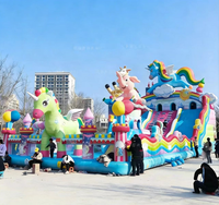 Aire de jeux gonflable géante Hualong à deux zones, de qualité commerciale, pour les enfants, destinée aux parcs urbains