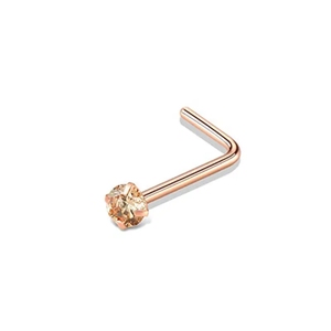 Pin de Nariz de acero inoxidable en forma de L de circón arcoíris de oro rosa de 2,5mm, venta al por mayor, anillo de Piercing de nariz para mujeres y hombres para boda - Product Image 6