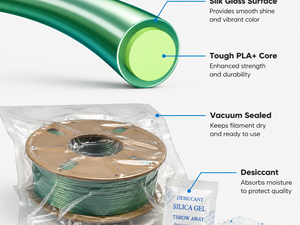Filamento de Impresora 3D PLA+ Seda al por Mayor, 1.75mm, Brillo Metálico, Núcleo Resistente para Regalos y Estatuas, Compatible con Bambu Lab y Creality - Product Image 6