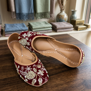BS INTERNATIONAL Women's Genuine Leather Traditional <b>Shoes</b> NAR542 Toe Fashion Trend Handcrafted Floral Embroidery Custom Walking - Product Image 1