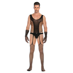 Private Label Bloemenmesh Zwarte Visnetkousen Heren Visnetkousen - Product Image 5