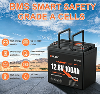 Enlzh 12.8V 100Ah MINI Baterai Lithium LiFePO4 Solid State Kinerja Siklus Dalam untuk RV Trailer