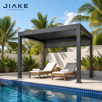 Pergola autoportante Jiake en aluminium 6063-T5 avec toit à lames motorisées pour jardin, patio, terrasse de piscine, gazebo, pavillon extérieur