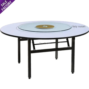 Wholesale White Round Plywood <strong>Steel</strong> <strong>Frame</strong> Foldable Hotel Dining <strong>Table</strong> Event Wedding Banquet <strong>Tables</strong> - Product Image 1