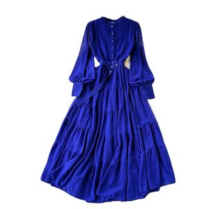 Abito Lungo da Donna Autunnale, Maniche Lunghe, in Lino, Elegante, da Casual a Cerimonia - Product Image 1