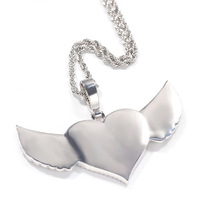Collier Pendentif Souvenir en Cuivre et Zircon, Motif Cœur Ailé, Style Européen-Américain, pour Photos Personnalisées, Créatif DIY, Commémoratif Hip Hop