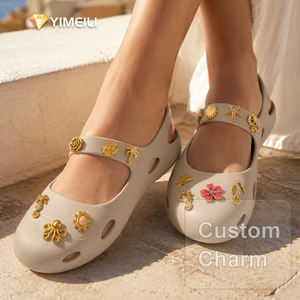 Ciondoli YML e in acciaio inossidabile placcati oro PVD 18K per Crocs, stile oceano, conchiglia, stella marina, fiore, pendenti fai da te staccabili per scarpe Croc - Product Image 1