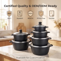 Ensemble de casseroles classiques écologiques en aluminium moulé sous pression, 8 pièces, revêtement antiadhésif, compatible induction