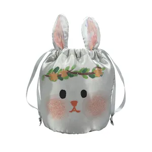 New Design Bag Eco Friendly Pocket Mini Coin Wallet Cosmetic Easter bunny drawstring Bag