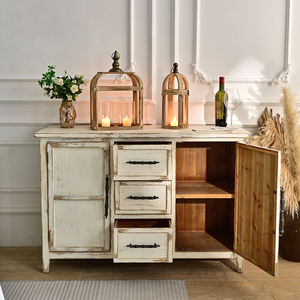 INNOVA Home White Rustic Durable Accent <b>Storage</b> <b>Drawer</b> Sideboard Solid Wood <b>Cabinet</b> for Dining Room Living Room - Product Image 3