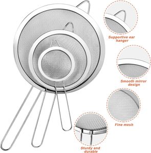 Ensemble de passoires en maille métallique écologiques, accessoires de cuisine, passoire à aliments en acier inoxydable - Product Image 5