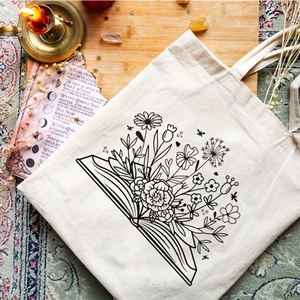 Bolso de Hombro de Lona con Estampado Floral y Estilo Rock para Mujer, Bolso de Compras Reutilizable Personalizado con Logotipo para la Temporada de Otoño - Product Image 4