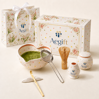 Coffret cadeau Anji Newell, ensemble de thé matcha, bol en céramique, fouet en bambou, support pour fouet, accessoires faits à la main pour les rituels de thé japonais à la maison