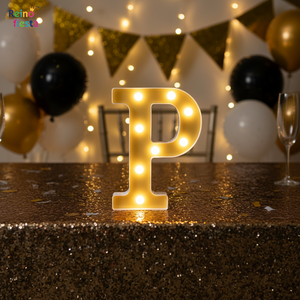 Grande Lampada LED a Forma di Lettera P Dorata per Illuminazione Festa di San Valentino, Durata 50000 Ore, Dimmerabile, Senza Batteria - Product Image 3