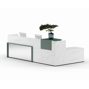 Custom Modern White Solid Surface Cosmetic Reception Table Front <b>Desk</b> Counter Beauty Salon Wood Reception Counter <b>Desks</b> - Product Image 3