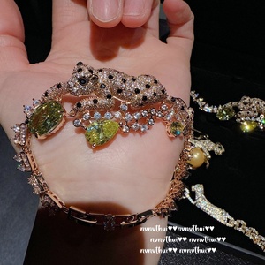 Ý cổ điển Cheetah nước thả đá quý Vòng đeo tay thời trang chuỗi vòng đeo tay với chủ yếu là vật liệu đồng thau và Zircon chuỗi - Product Image 3
