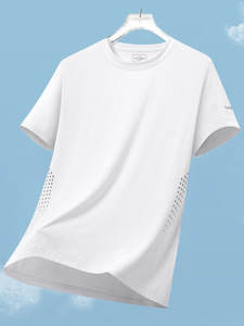T-shirt da palestra in poliestere oversize stile sportivo rapido da uomo all'ingrosso con Logo personalizzato serigrafia bianco bianco bianco abiti <span class=keywords><strong>estivi</strong></span> - Product Image 5