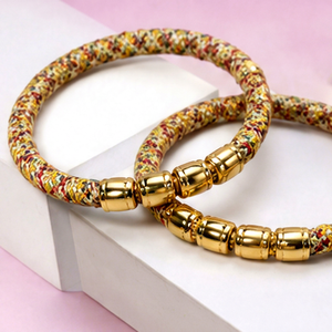 Luxury Hand Braided Fabric <b>Rope</b> <b>Bracelet</b> With Golden Accents Handmade Embossed Luxury Fashion Jewelry - Product Image 1
