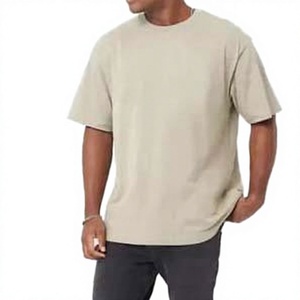 <b>mens</b> beige <b>khaki</b> tan plain solid blank casual relaxed fit short sleeve tshirt crewneck streetwear tee top - Product Image 1
