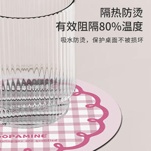 Posavasos redondo de goma a cuadros Dopamine de 14 cm, aislante del calor, antideslizante, para decoración de mesa - Product Image 3