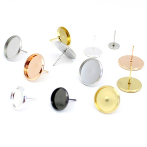 Stainless Steel Earring <b>Posts</b> <b>Round</b> Discs Gold Silver Rose Gold Gunmetal DIY Jewelry Findings Components - Product Image 1