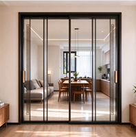 Porte coulissante intérieure en aluminium à cadre fin sur mesure, nouveau design artistique chinois, cloison en verre trempé pour cuisine et salon