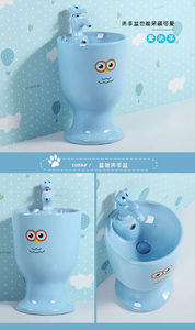 KD-K003PB Chaozhou sanitari ceramica compatti a piedistallo lavabo per bambini <span class=keywords><strong>bagno</strong></span> in piedi colore blu lavabo salone - Product Image 3