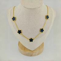 Kalung Rantai Bambu Bunga Plum Blossom Lima Daun Berlapis Emas 18k Berkualitas Tinggi dari Baja Tahan Karat Desain Unik