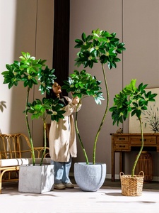Planta Artificial Decorativa para Interiores, Tipo <span class=keywords><strong>Schefflera</strong></span> Microphylla Merr, con Hojas Grandes, <span class=keywords><strong>de</strong></span> Plástico Ecológico, 120 cm - Product Image 3