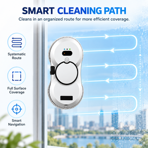 Robot de nettoyage de fenêtres automatique, double pulvérisation d'eau, nettoyeur de vitres intelligent, forte aspiration, télécommande, lave-vitres pour la maison et l'hôtel - Product Image 2