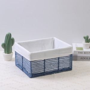 Meistverkaufte Ziyang Blaue Handgewebte Seegras/Papier Langlebige Multifunktionale Rechteckige Aufbewahrungskörbe für Schlafzimmer und Wohnzimmer - Product Image 3