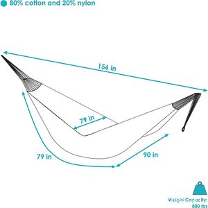 Hamac d'extérieur Woqi XXL en coton épais et durable, design tropical, résistant, capacité de 880 lb, multicolore - Product Image 1