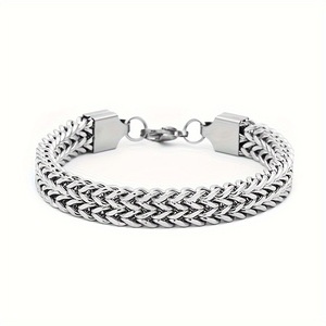 Bracelet en acier titane pour homme, 10 mm, argenté, double rangée, maille plissée, style hip-hop, bijoux WSL062 - Product Image 1