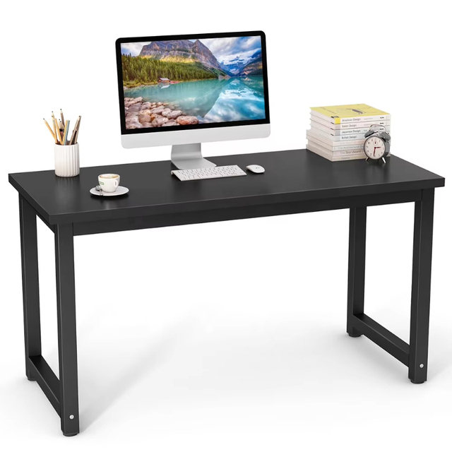 55 Inch Modern Simple Black Wood Office Computer Desk Convertible Study Writing Computer Table for Home