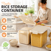 Contenedor de Almacenamiento de Arroz Rectangular de Plástico, Estilo Nórdico, para Uso Doméstico, a Prueba de Insectos, a Prueba de Humedad, Caja Sellada