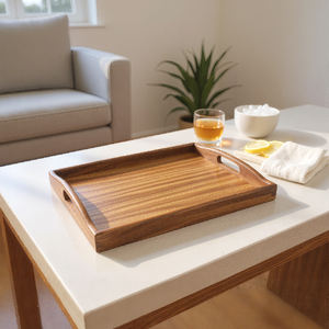 WDF Einzigartiges Küchen-Tablett-Set, Servierplatte aus Holz für Lebensmittel, Extra Großes Serviertablett aus Akazienholz mit Griffen für Partys - Product Image 6