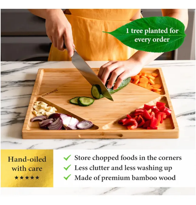 לוח חיתוך במבוק באיכות גבוהה עם סכין סט צבע טבעי לוגו מותאם אישית למטבח