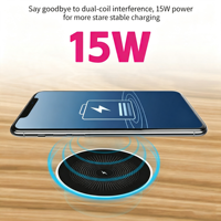 Chargeur sans fil magnétique intégré au bureau, 15W, charge rapide DC, port USB, boîtier en alliage d'aluminium, argent/noir, pour téléphone portable
