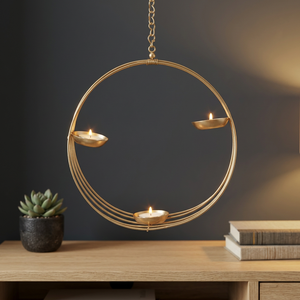 Elegant <b>Gold</b> Gilded Handmade Hanging Tea Light <b>Lantern</b> Christmas Home Decoration Metal - Product Image 5