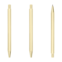 Nouvelle mode Stylos à bille à clic noirs hexagonaux fins Stylo à bille rétractable en laiton avec LOGO personnalisé pour les cadeaux