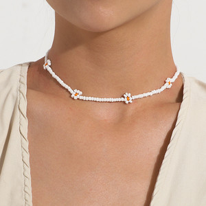 Gargantilla con cuentas collares para mujer <span class=keywords><strong>Vsco</strong></span> Boho hecho a mano flor cereza lindo Collar para chicas adolescentes collar de playa - Product Image 2