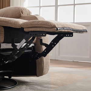 Fauteuil de massage pivotant à 360° de luxe moderne avec chaleur, inclinable électrique, télécommande, porte-gobelets et poches de rangement pour la maison - Product Image 5