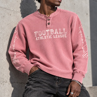 T-shirt à manches longues Henley thermique gaufré à boutons, coupe ample, effet délavé vintage, personnalisable par Ouna Clothing Manufacturer