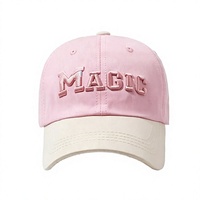 Casquette de baseball rose bicolore à 6 panneaux, logo brodé personnalisé, en coton, visière incurvée, structurée, Gorras De Beisbol OEM ODM