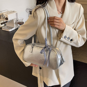 <span class=keywords><strong>Sac</strong></span> d'épaule tendance coréen 2026 pour femme, style ballet, avec nœud, double fermeture éclair, doublure en polyester, grande capacité, <span class=keywords><strong>sac</strong></span> oreiller - Product Image 2
