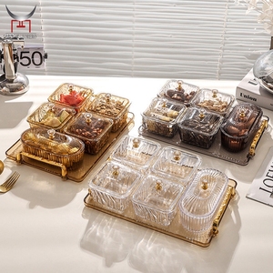 Serveerschaal Verdeelde Schalen Met Deksel Snackbakje 6 Verwijderbare Doorzichtige Kom Serveerschaal Voor <span class=keywords><strong>Fruit</strong></span> Snacknoot Tafelblad Interieur - Product Image 1